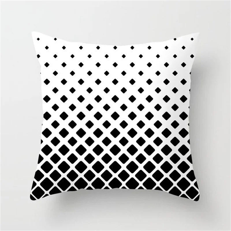 DecorBites™ Heart Stripe Pillow Cases | Black & White Polyester Cushion Covers