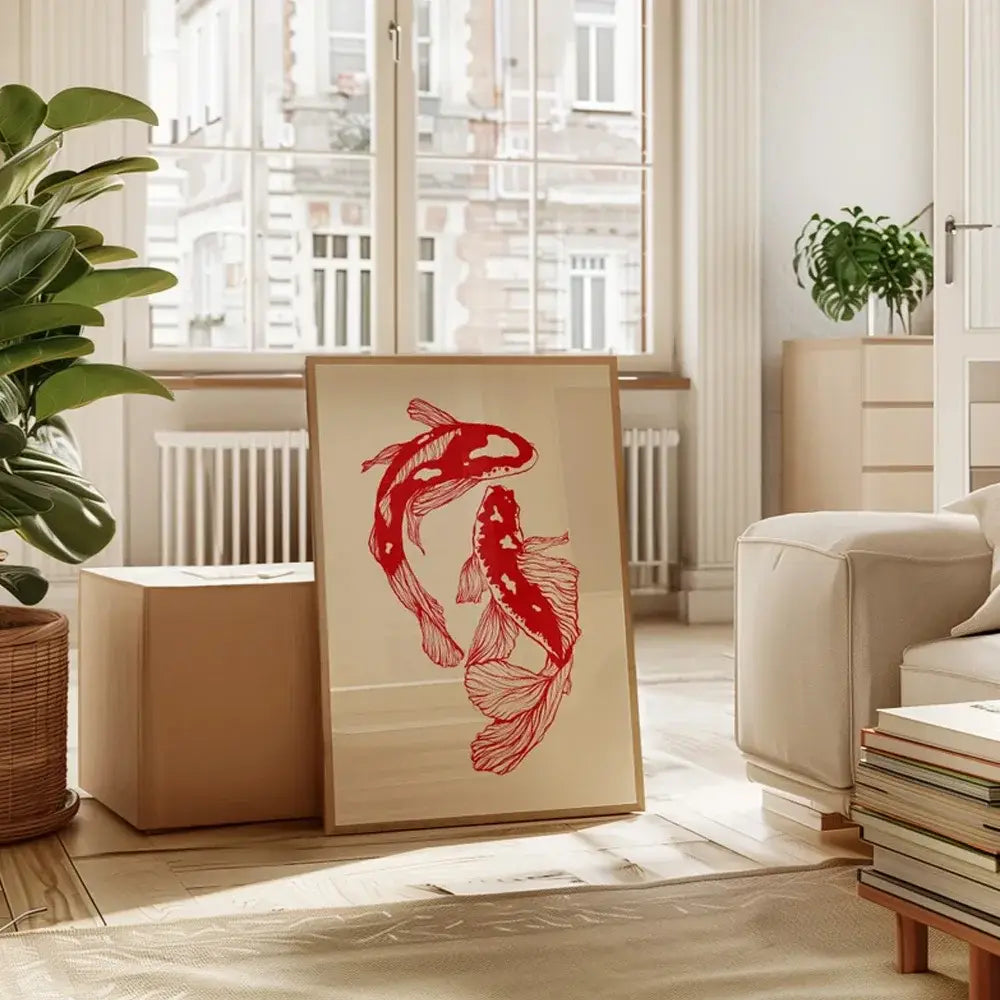 Decorbites™ Vintage Roter Koi-Fisch-Leinwand-Wandkunst