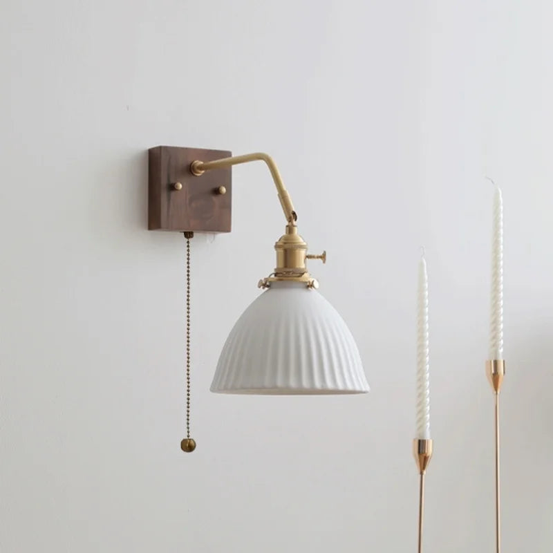 DecorBites™ Ceramic Copper LED Wall Lamps Pull Chain Switch Modern Stair Light Fixtures
