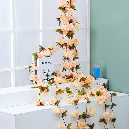 DecorBites™ Ramo de flores artificiales de sakura: Decoración para arco de rosas de jardín en bodas