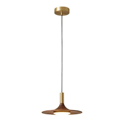 Walnut Three-Head Saucer Pendant Light