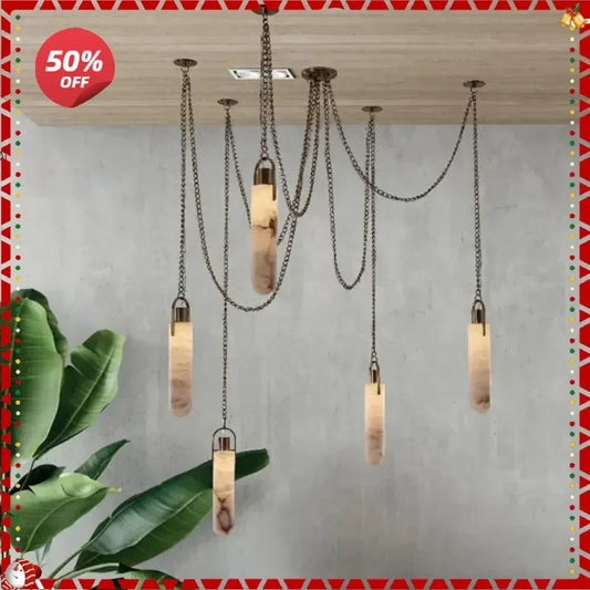 DecorBites™ Gold Chrome LED Chandelier for Dining Room - 2025 Marble Design