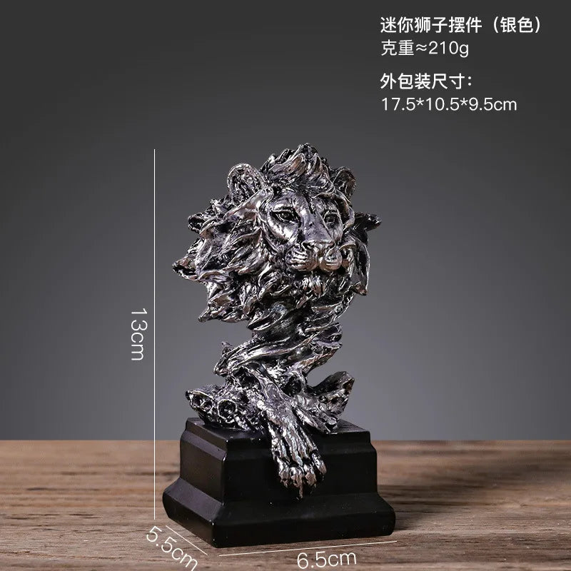 Decorbites™ Löwenkopf-Harzstatue Vintage Tier-Imitat-Bronze Heim- und Büro-Dekoration