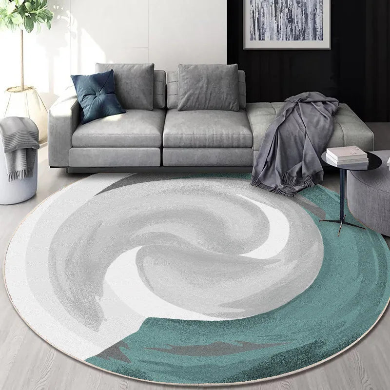 DecorBites™ Circular Geometric Cashmere Floor Mat for Living Room, Stain Resistant & Easy-Clean