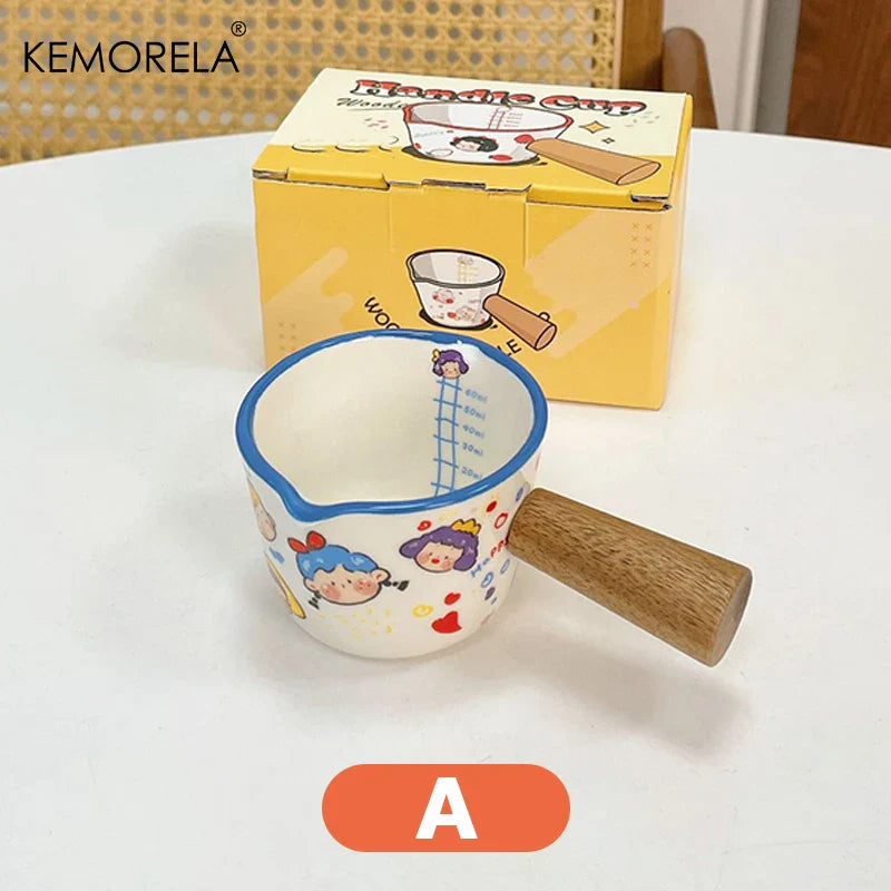 DecorBites™ Italian Ceramic Measuring Cups - Set of 3 | Espresso Extraction, Milk Cup with Scale