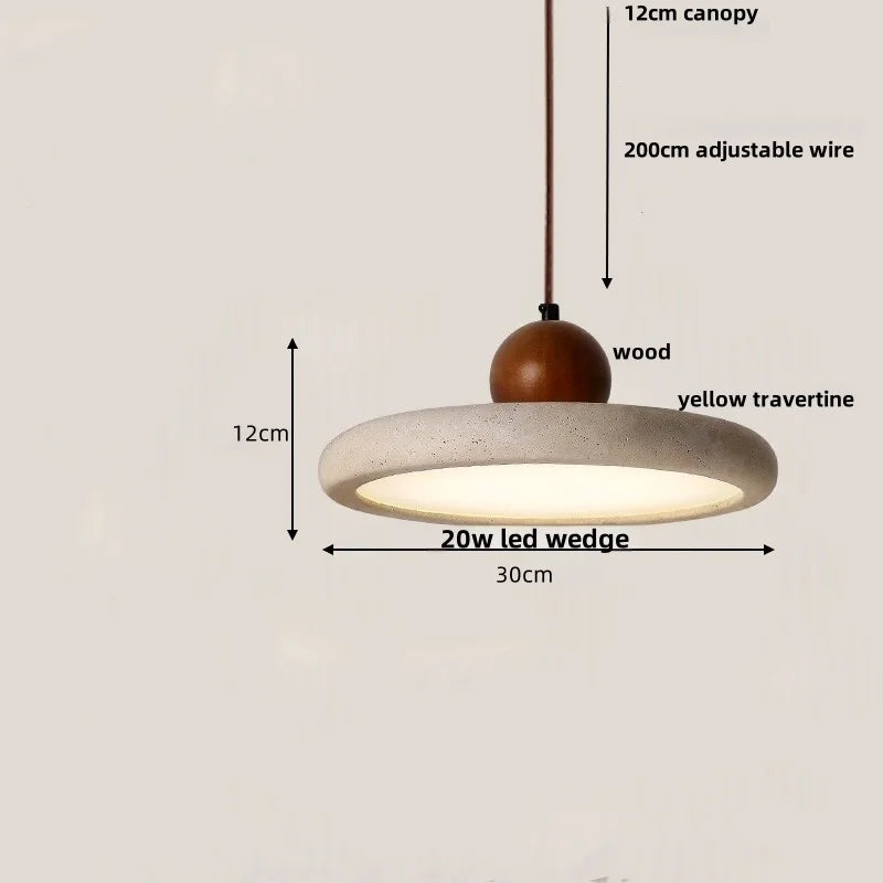 DecorBites™ LED Pendant Lamp Wood Globe Round Yellow Stone Hanging Lights