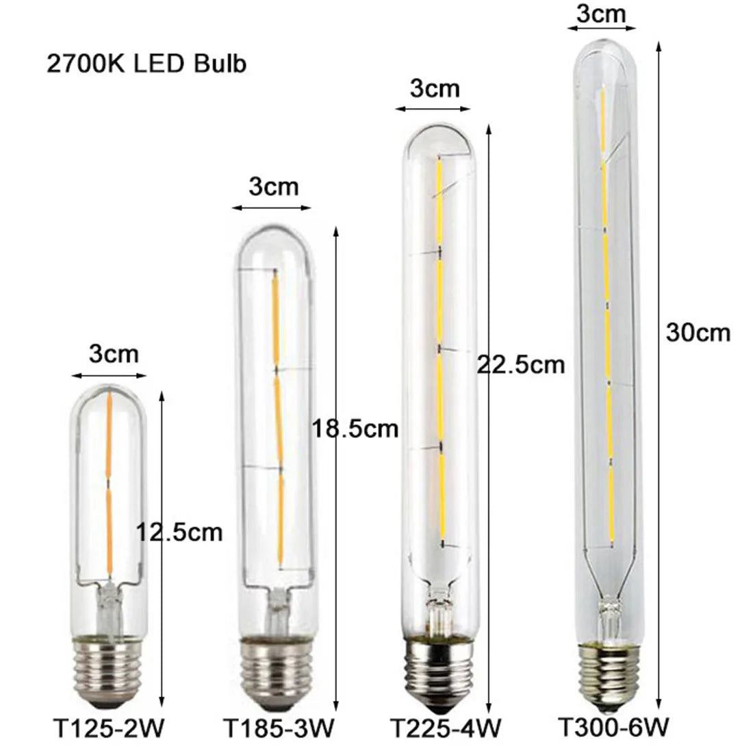 Bombilla de filamento LED tubular Edison Decorbites™ 6000K T10 T185 T225 T30 T300 4W 6W 8W