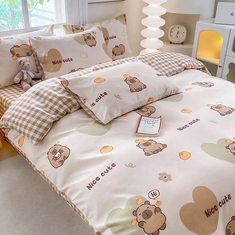 DecorBites™ Cute Printed Cotton Duvet Cover for Double Queen Bed - Cozy & Non-Fading
