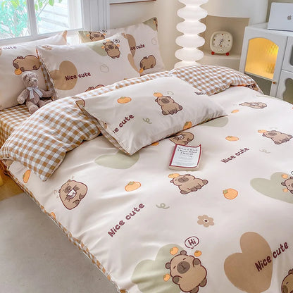 DecorBites™ Cute Printed Cotton Duvet Cover for Double Queen Bed - Cozy & Non-Fading
