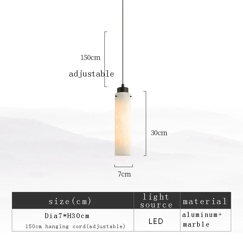 ديكوربايتس™ مصباح معلق أسطواني من الرخام باللون الأسود الذهبي لديكور المنزل العصري