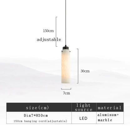 ديكوربايتس™ مصباح معلق أسطواني من الرخام باللون الأسود الذهبي لديكور المنزل العصري