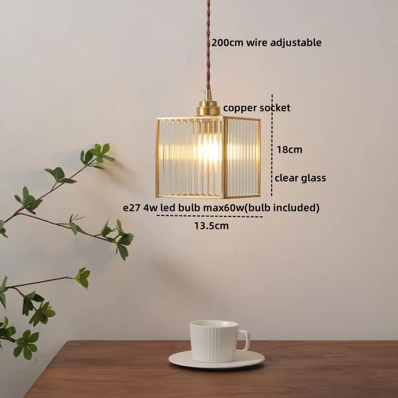 DecorBites™ Glass Copper LED Hanging Light: Nordic Pendant Lamp, Living Room Bedroom Coffee Knob Switch