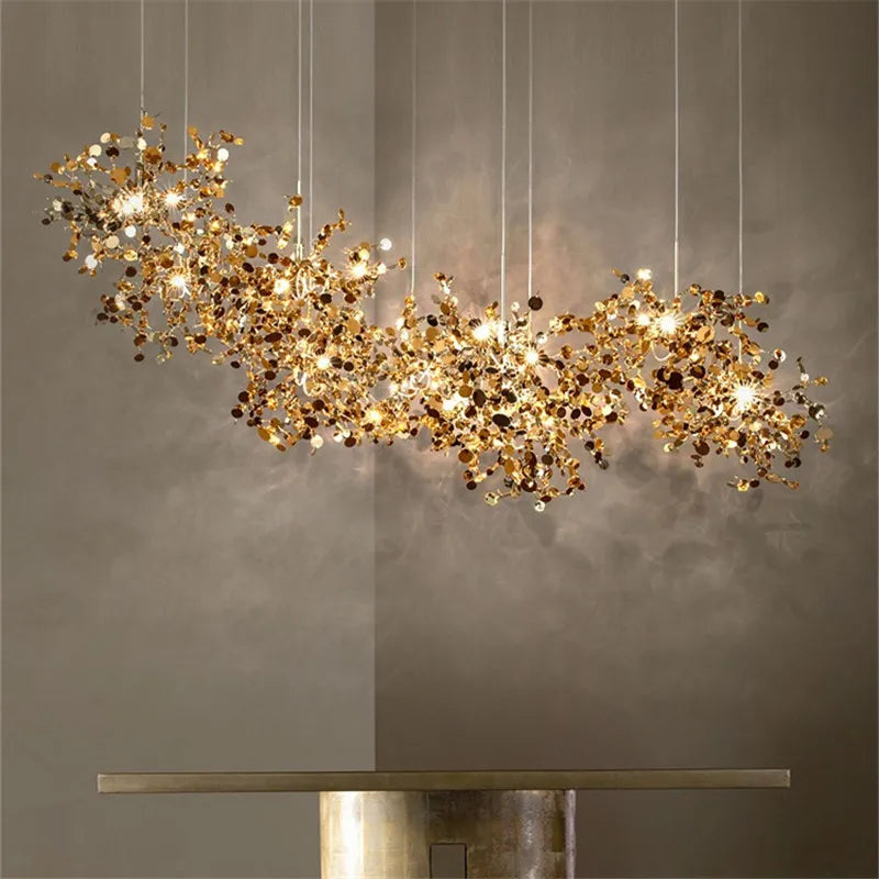 DecorBites™ Leaf Chrome Ceiling Chandelier for Living Room, Bar, or Balcony Lighting