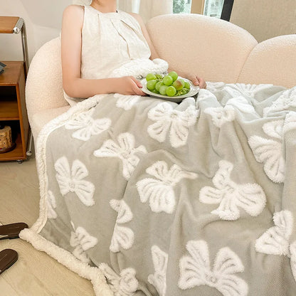 DecorBites™ Butterfly Jacquard Double-Layer Wool Blanket: Soft & Warm for Autumn/Winter
