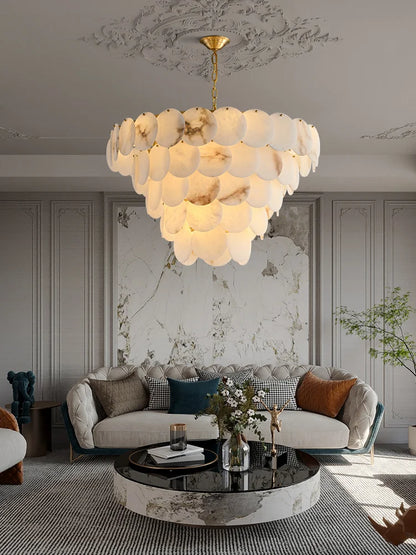 Big Ceiling Chandelier Marble Lighting over Living Room Foyer Luxury Hanging Lamps Stone Elegant Lustres 2024