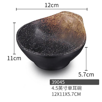 طقم أطباق وأطباق صلصة غمس بلاستيكية من الميلامين الأسود من DecorBites™ - عبوة من 4 قطع