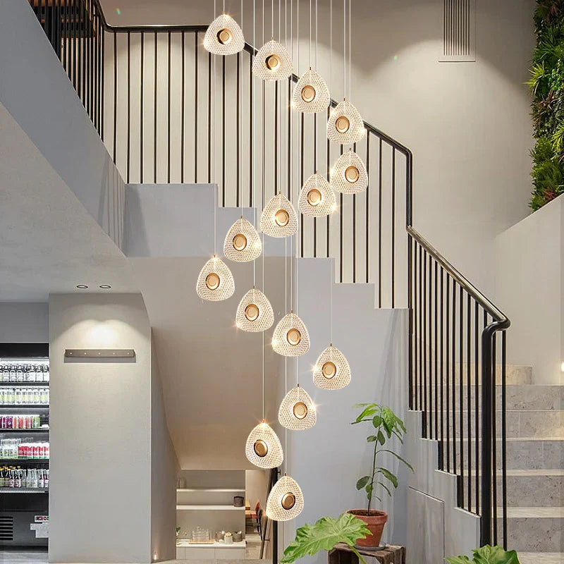 DecorBites™ Golden Acrylic LED Chandeliers for Living Room, Large & Creative Design Villa Lighting