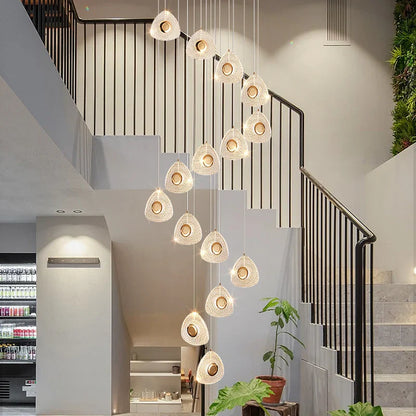 DecorBites™ Golden Acrylic LED Chandeliers for Living Room, Large & Creative Design Villa Lighting