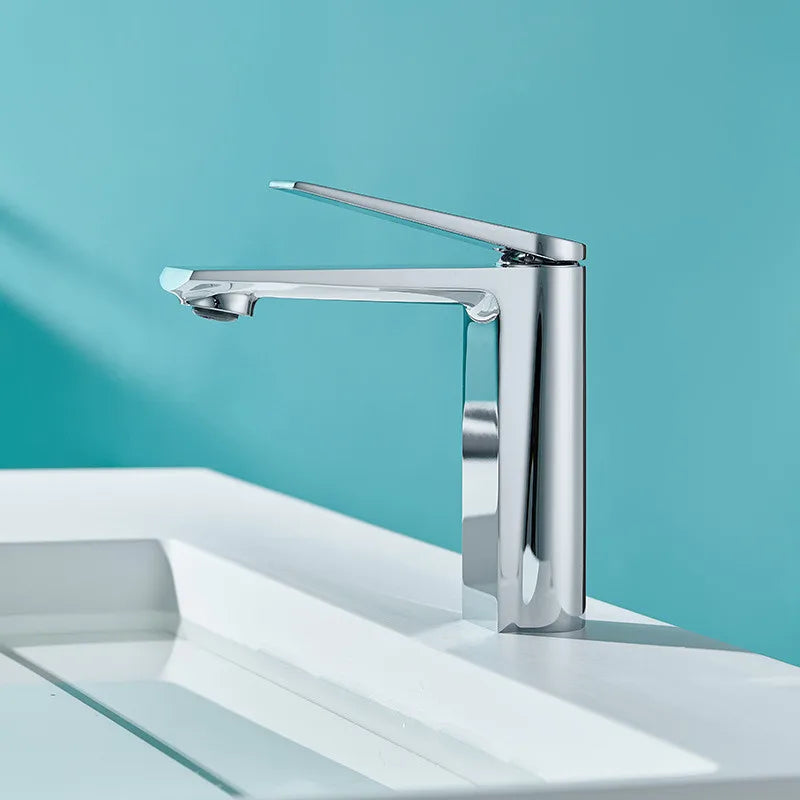 Grifo de baño gris oro Decorbites™ de una sola manija mezclador para fregadero montado en cubierta