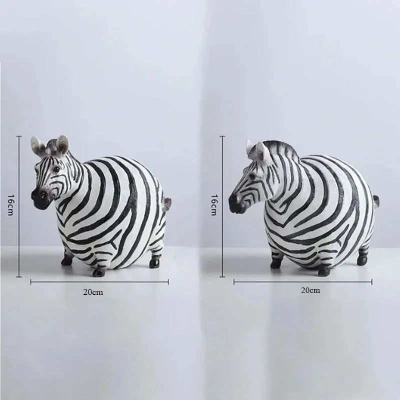 DecorBites™ Cute Fat Zebra Resin Animal Figurine Sculpture Desktop Art Decoration