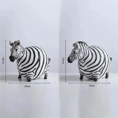 DecorBites™ Cute Fat Zebra Resin Animal Figurine Sculpture Desktop Art Decoration