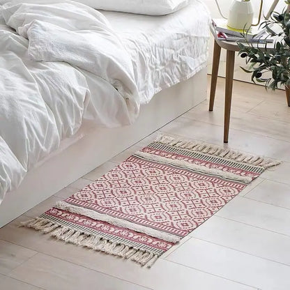 DecorBites™ Bohemian Tassel Rug - Retro Hand Woven Carpet for Home Decor