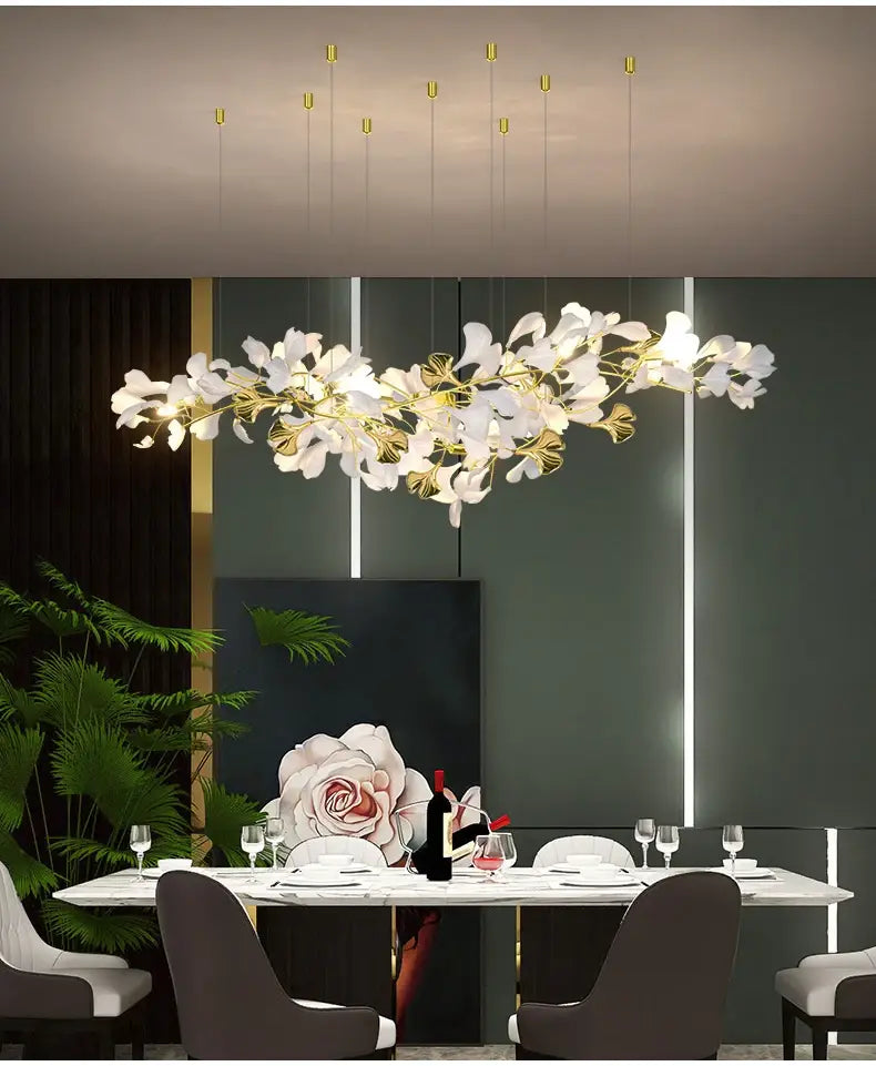 DecorBites™ Modern Ginkgo Leaf LED Chandelier Dining Room Lighting