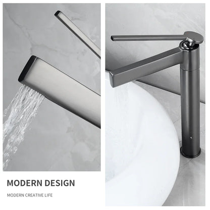 DecorBites™ Brass Deck Mounted Basin Faucet Single Handle Hot Cold Mixer for Bathroom Sink