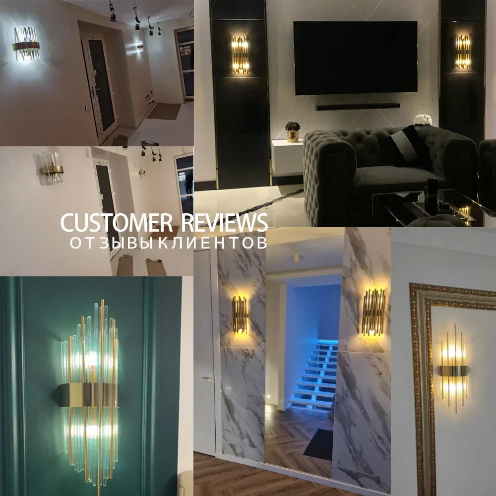 Luces de pared LED de cristal dorado Decorbites™ para la decoración del dormitorio