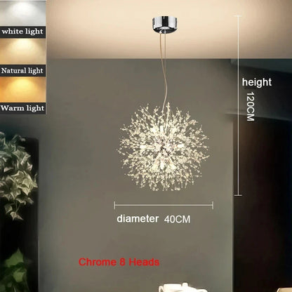 Modern Dandelion Starburst Pendant Light In Chrome