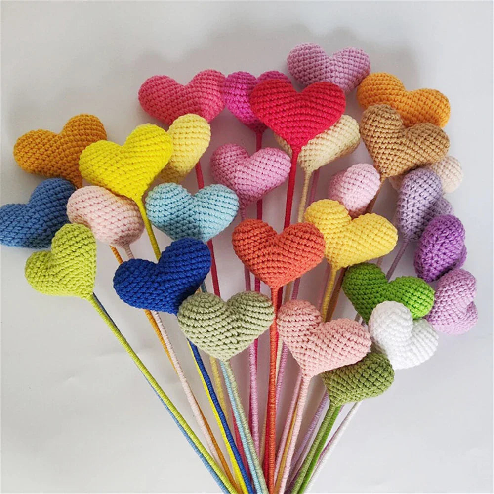 Ramo de Flores de Ganchillo en Forma de Corazón Decorbites™ - Decoración Manual para Bodas, Hogar y Regalo Familiar