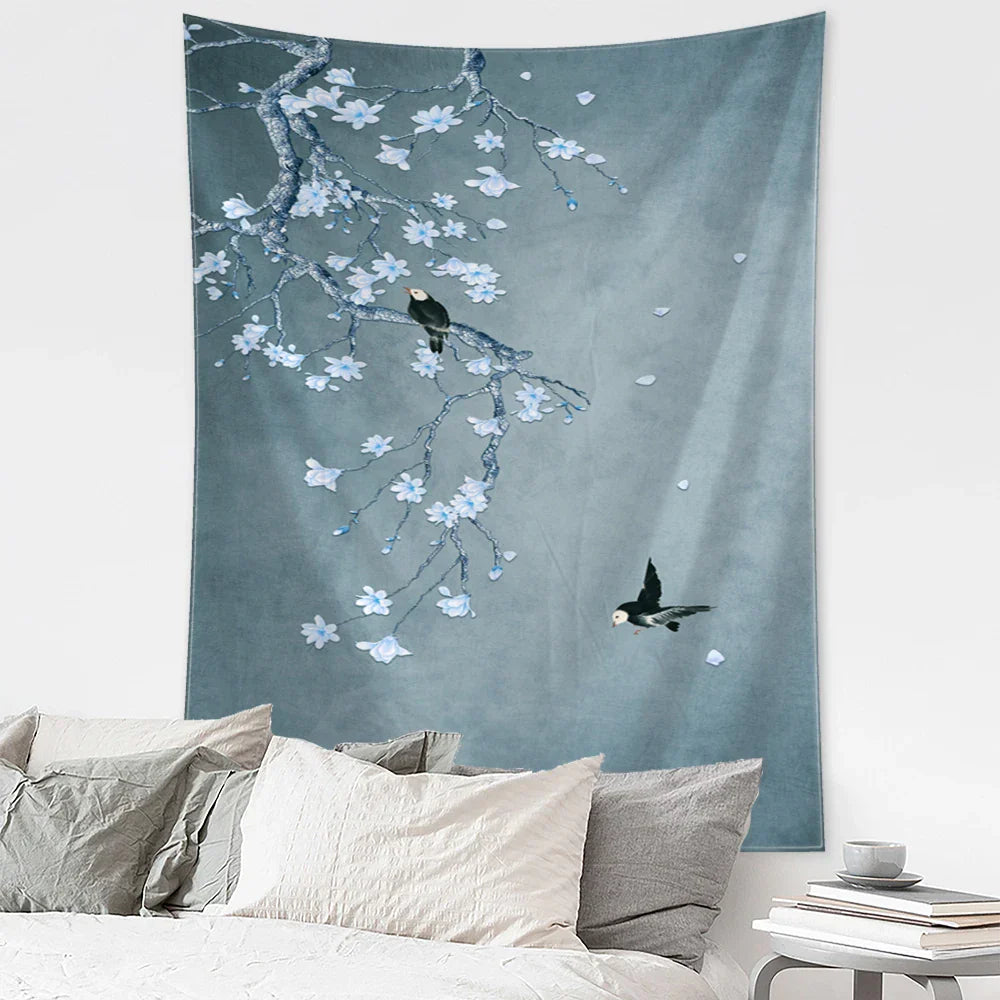 Decobites Flying Crane Wall Hanging Tapestry for Home Retro Wall Decor