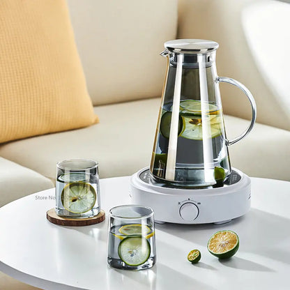 DecorBites™ Gray Glass Water Pitcher Cold Hot Kettle Juice Jug 1900ml
