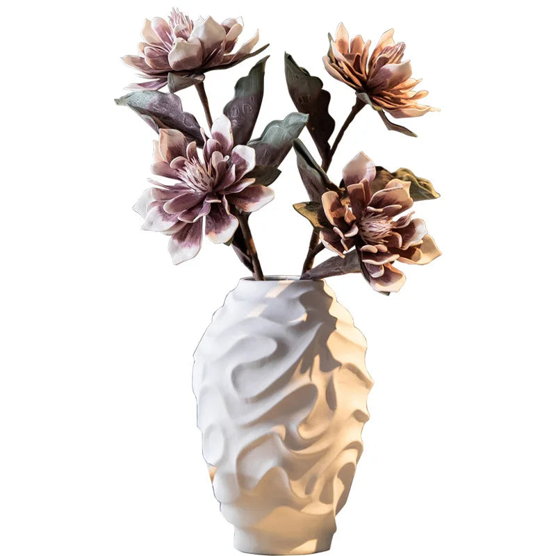 مزهرية خزفية حلزونية هندسية من DecorBites™، أصيص زهور، طبق فاكهة، إكسسوارات ديكور منزلي