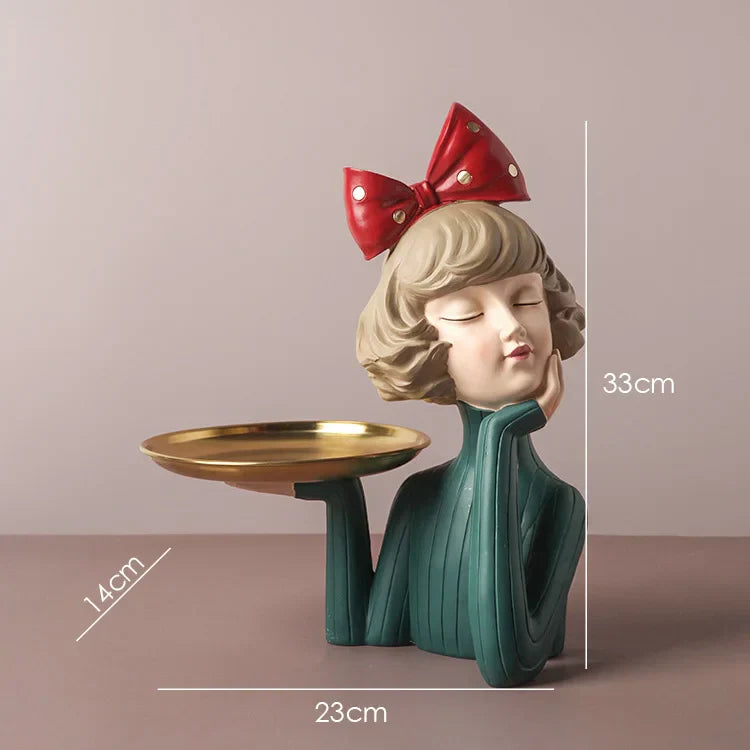 DecorBites™ Bowknot Girl Resin Figurine | Home Room Decor & Wedding Gift