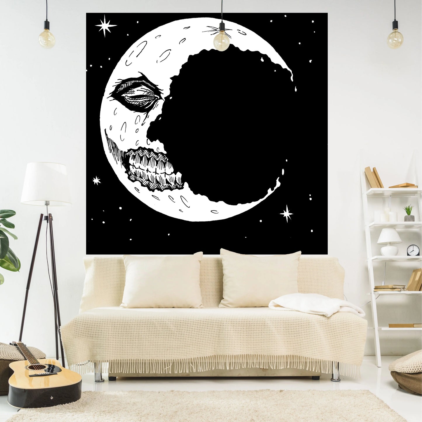 Decobites Moon Phase Tapestry: Psychedelic Starlight Wall Art for Bedroom Decor