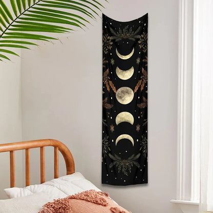 Moon Phase & Moth Tapestry Wall Hanging for Bohemian Home Decor by Decobites