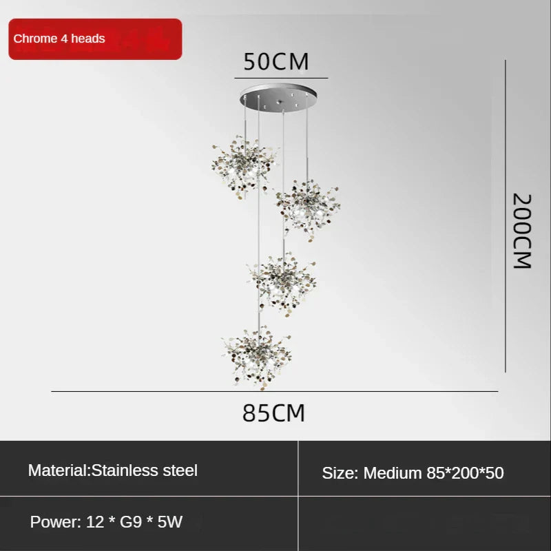 DecorBites™ Leaf Sequin Ceiling Chandelier for Modern Living Room, Restaurant, Bar, and Shop Window