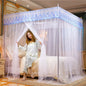 Decobites Mosquito Net Canopy for Queen Double Bed - Lace Pleated Embroidery Square