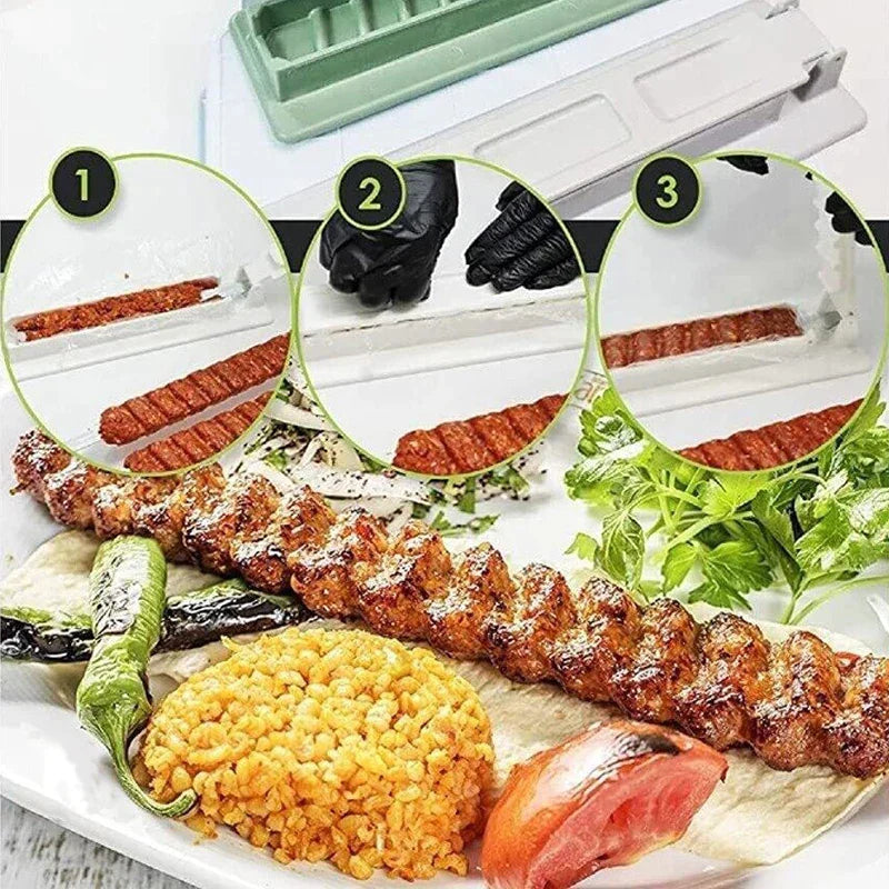 DecorBites™ Kebab Press Maker for BBQ Skewers and Grill Meat - Portable Picnic Tool