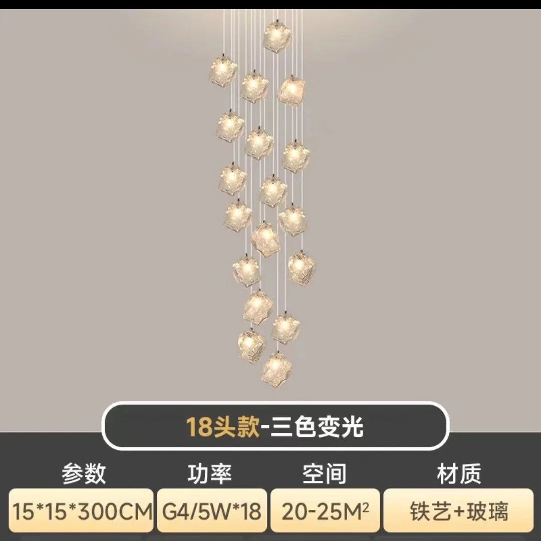 Lámparas colgantes tipo araña cúbicas DecorBites™ para restaurantes, lofts, escaleras, dormitorios y decoración artística.