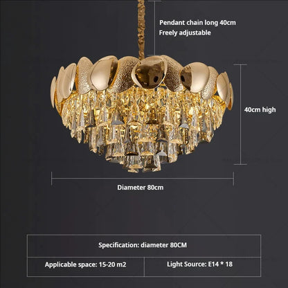DecorBites™ Crystal Chandelier: Modern Elegance for Living Room, Dining Room, Bedroom - Gold Finish