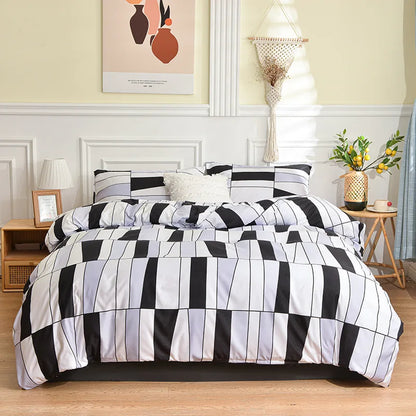 Decobites Geometric Stripes Bedding Set: Duvet Cover, Bed Sheets, Pillowcases