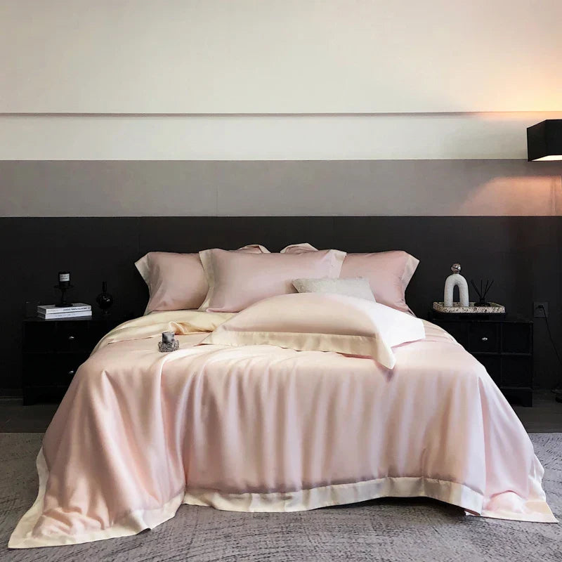 DecorBites™ 600TC Lyocell Eucalyptus Fiber Bedding Set: Duvet Cover, Bed Sheet, Pillowcases