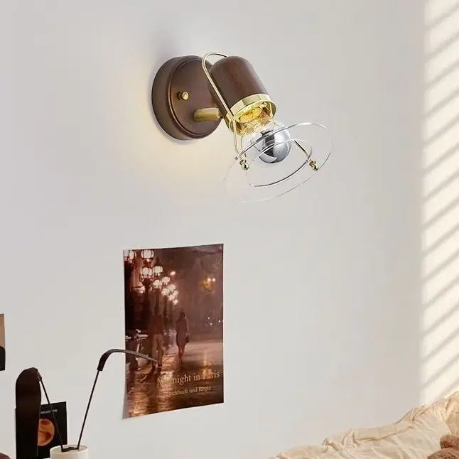 DecorBites™ Japanese Walnut Wood Wall Lamp with Zipper Switch for Bedroom or Hallway