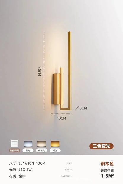 DecorBites™ Brass Wall Light Sconce, Dimmable & Modern for Foyer, Bedroom, Restaurant & Aisle