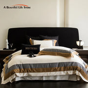 Conjunto de Ropa de Cama de Algodón Egipcio Luxe™ Decorbites - Cubrecama de Tamaño Queen King Sábana Plana Fundas de Almohada