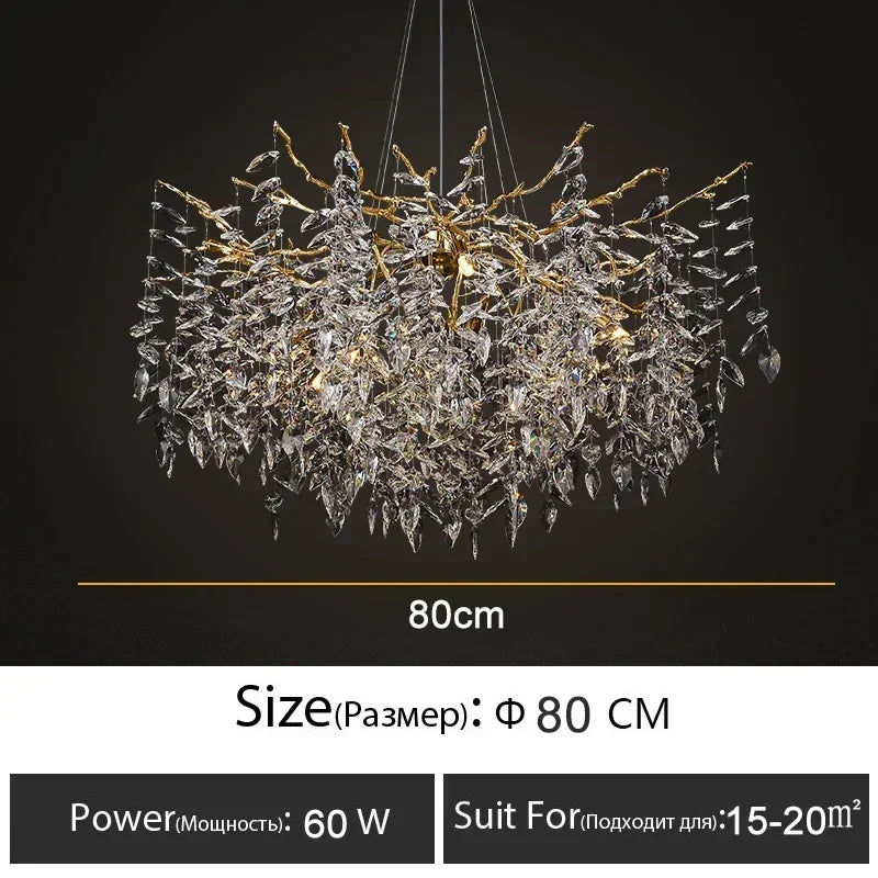 DecorBites™ Branch Crystal Chandelier: Luxury LED Ceiling Light for Living Room & Dining Room