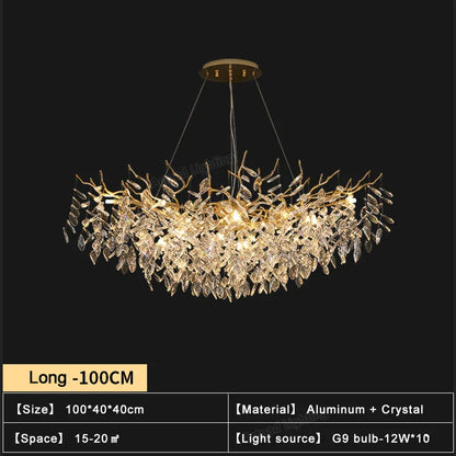 DecorBites™ Gold Crystal Chandeliers for Dining Room Branch Hanging Lamp Large Lighting