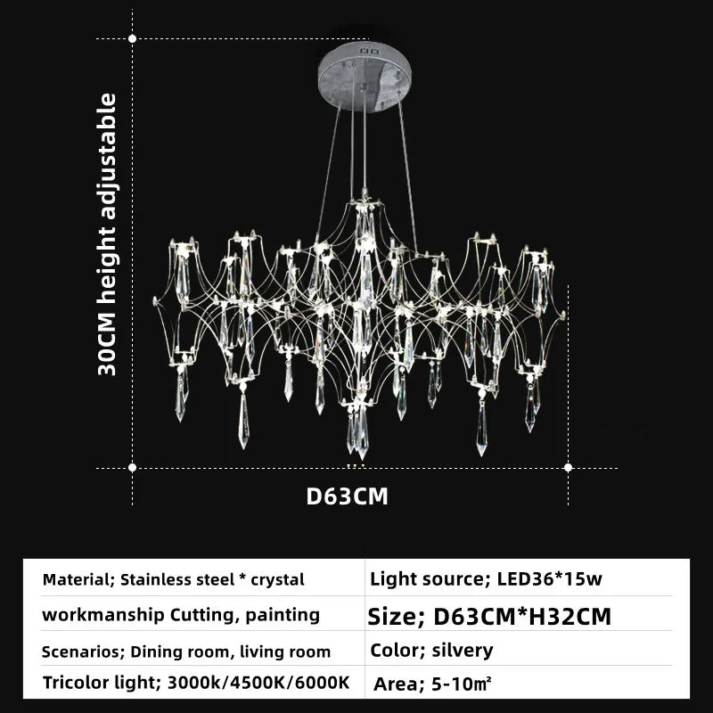 DecorBites™ Crystal Chandelier Ceiling Pendant Light for Living Dining Bedroom Home Lighting